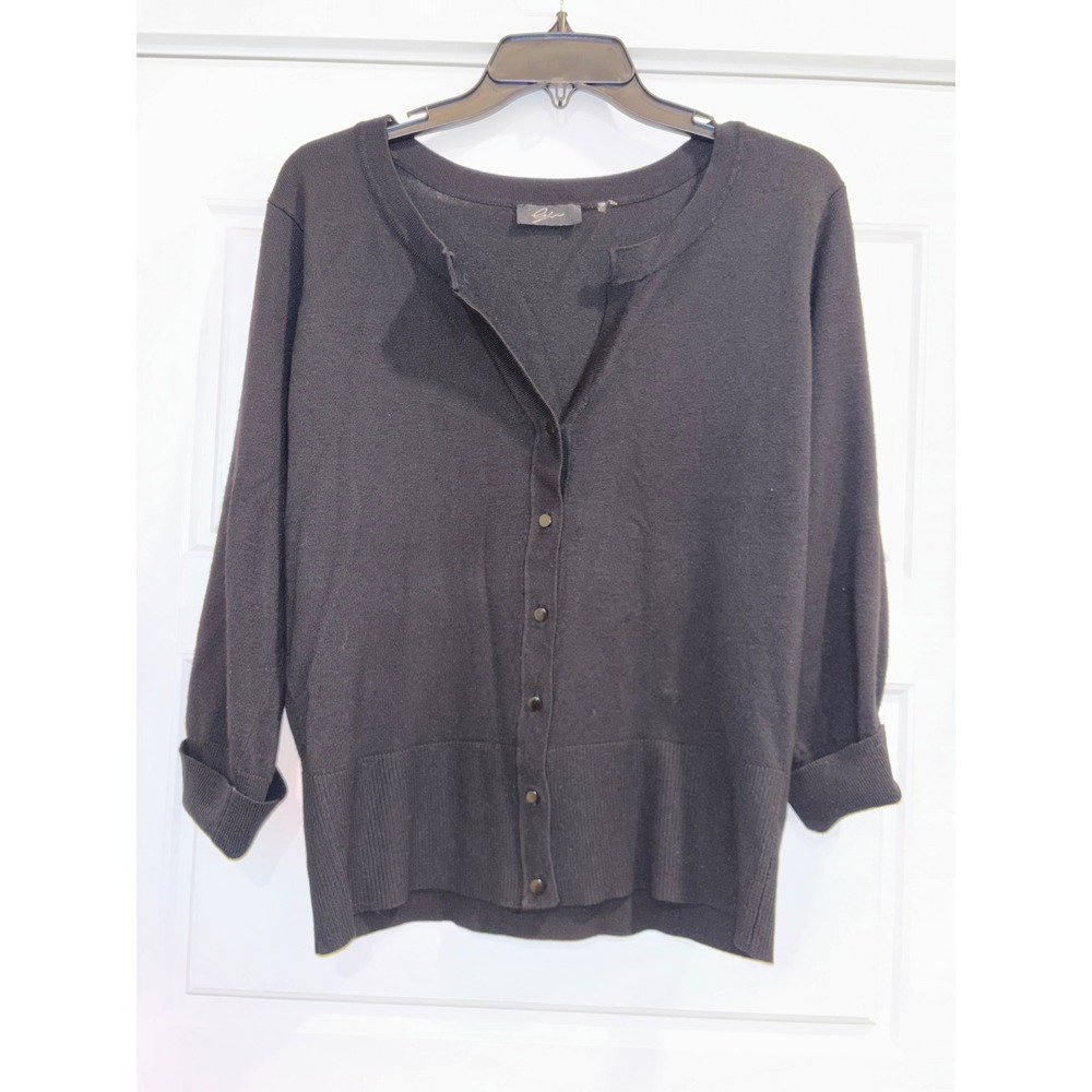 Gia Womens Black Button Front 3/4 Sleeve Cardigan Sweater XL R041201
